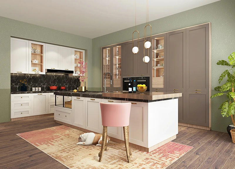 solid wood light luxury kitchen cabinet